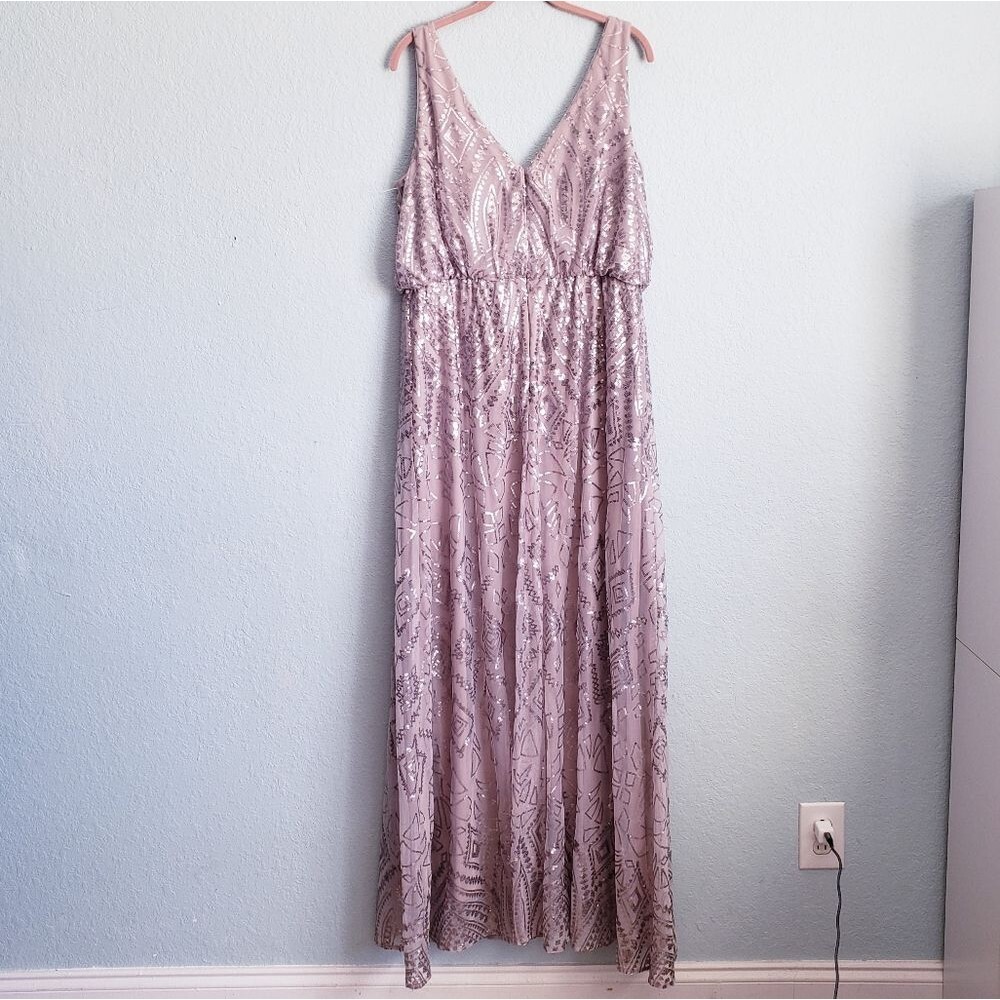 Marina Rose Gold Sequin Mesh V-neck Dress - Picture 8 of 10